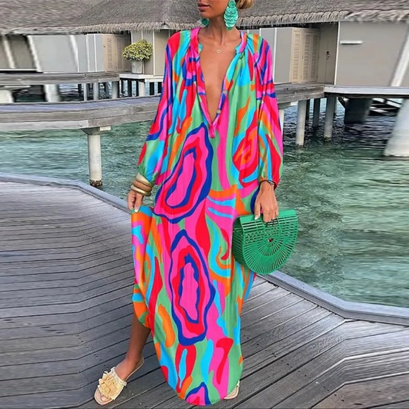 Dresses & Skirts - Colorful Oversized Maxi Dress Shirt
